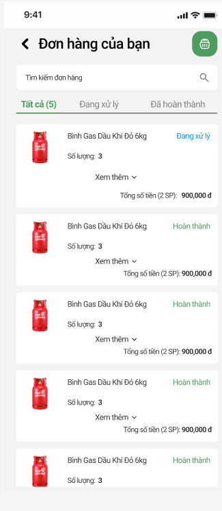 Chức năng xem lịch sử đơn của khách hàng