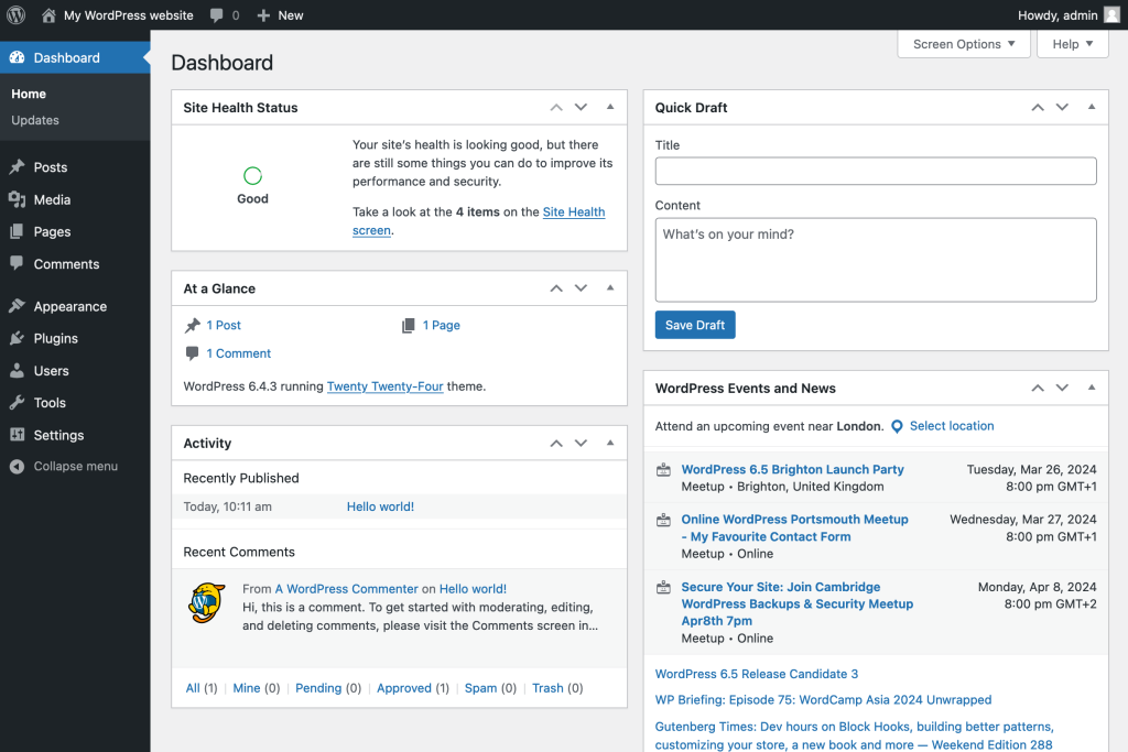 WordPress_6.4_Dashboard